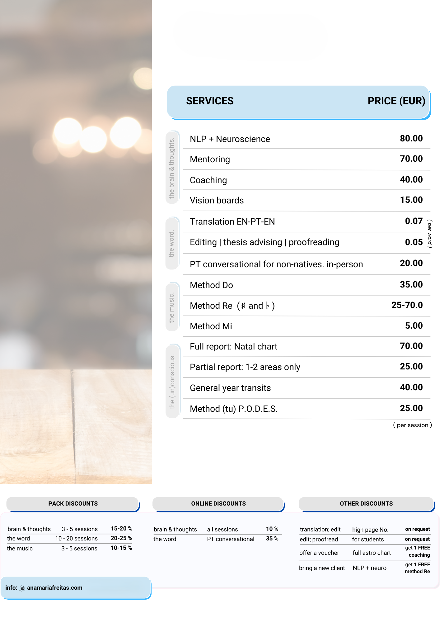 Price list, English version